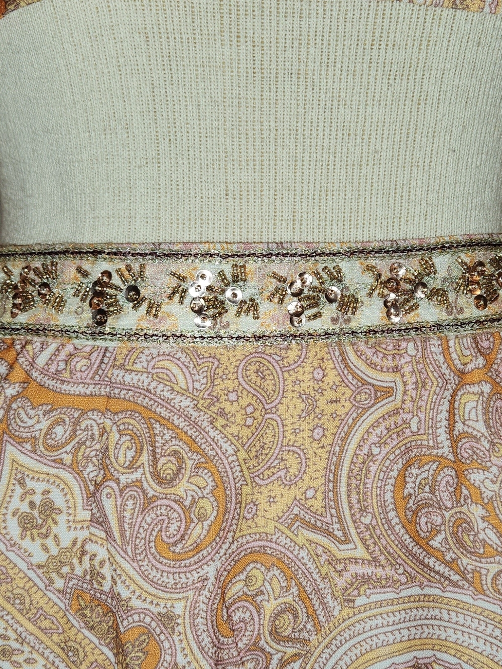 Paisley Long Sleeve Maxi Dress in Taupe and Cream - Picture 7 of 7